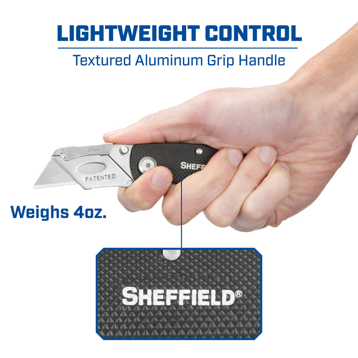Sheffield 12613 Folding Lock Back® Utility Knife - Black Additional Image 3