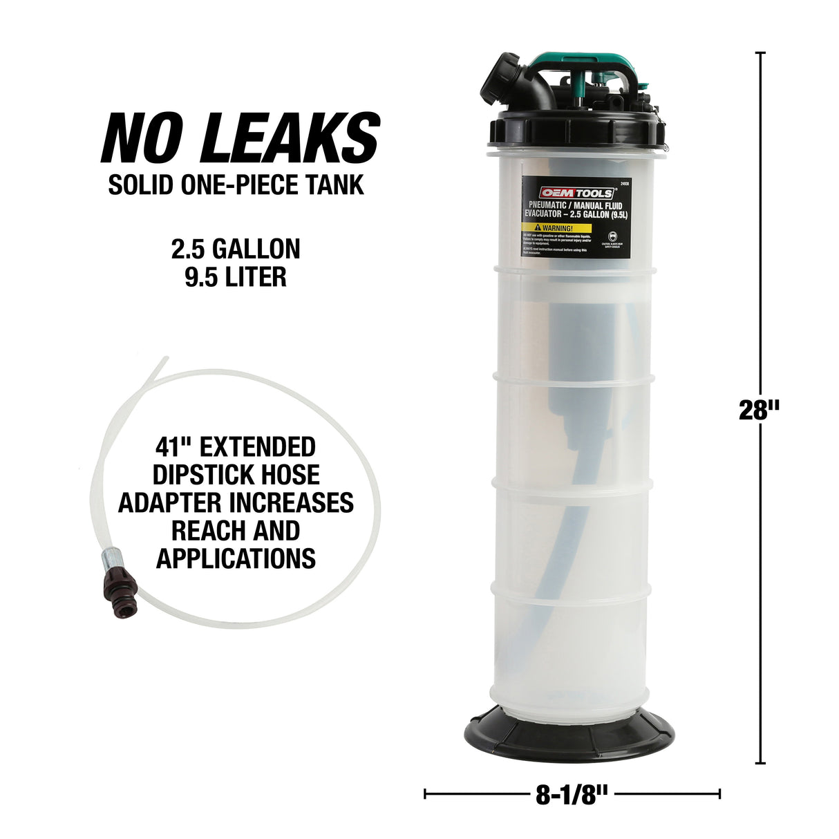 OEMTOOLS 24478 Pneumatic/Manual Fluid Extractor 2.5 Gallon (9.5L) Additional Image 4