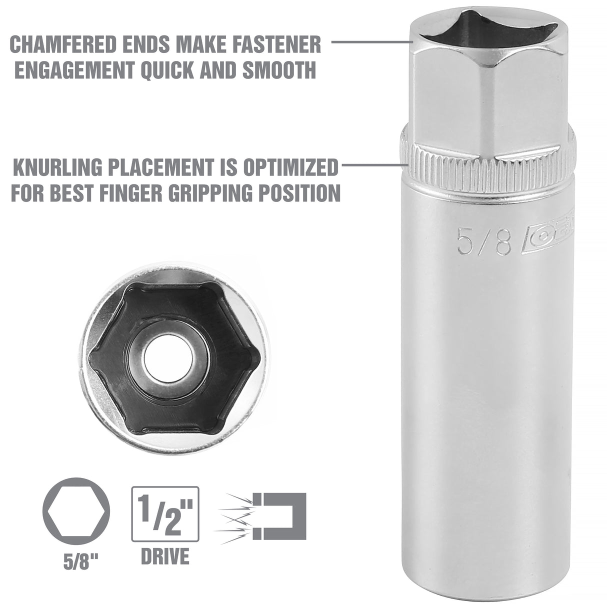 OEMTOOLS 22888 5/8 Inch 1/2in. Drive Magnetic Spark Plug Socket Additional Image 3