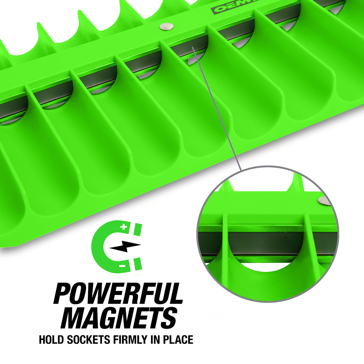 OEMTOOLS 23118 Portable Magnetic Socket Organizer 1/2in. Drive - Green Additional Image 5