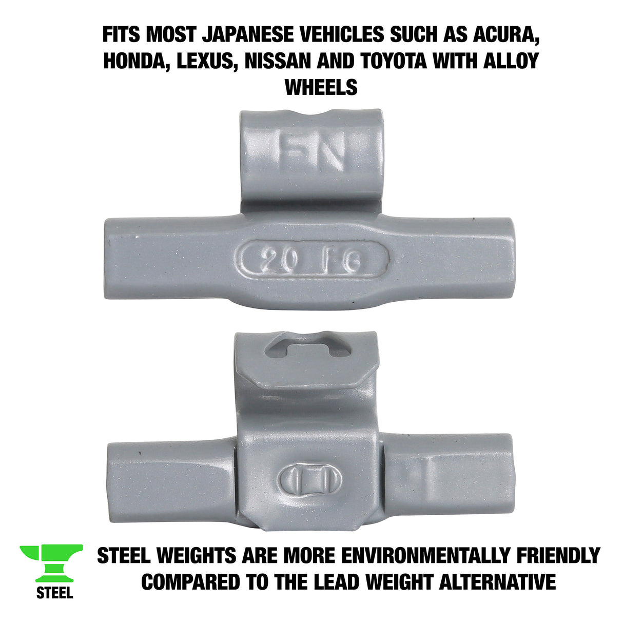 OEMTOOLS 23265 20 gm. FN Style Steel Wheel Weight - 1 Box of 25 Additional Image 1