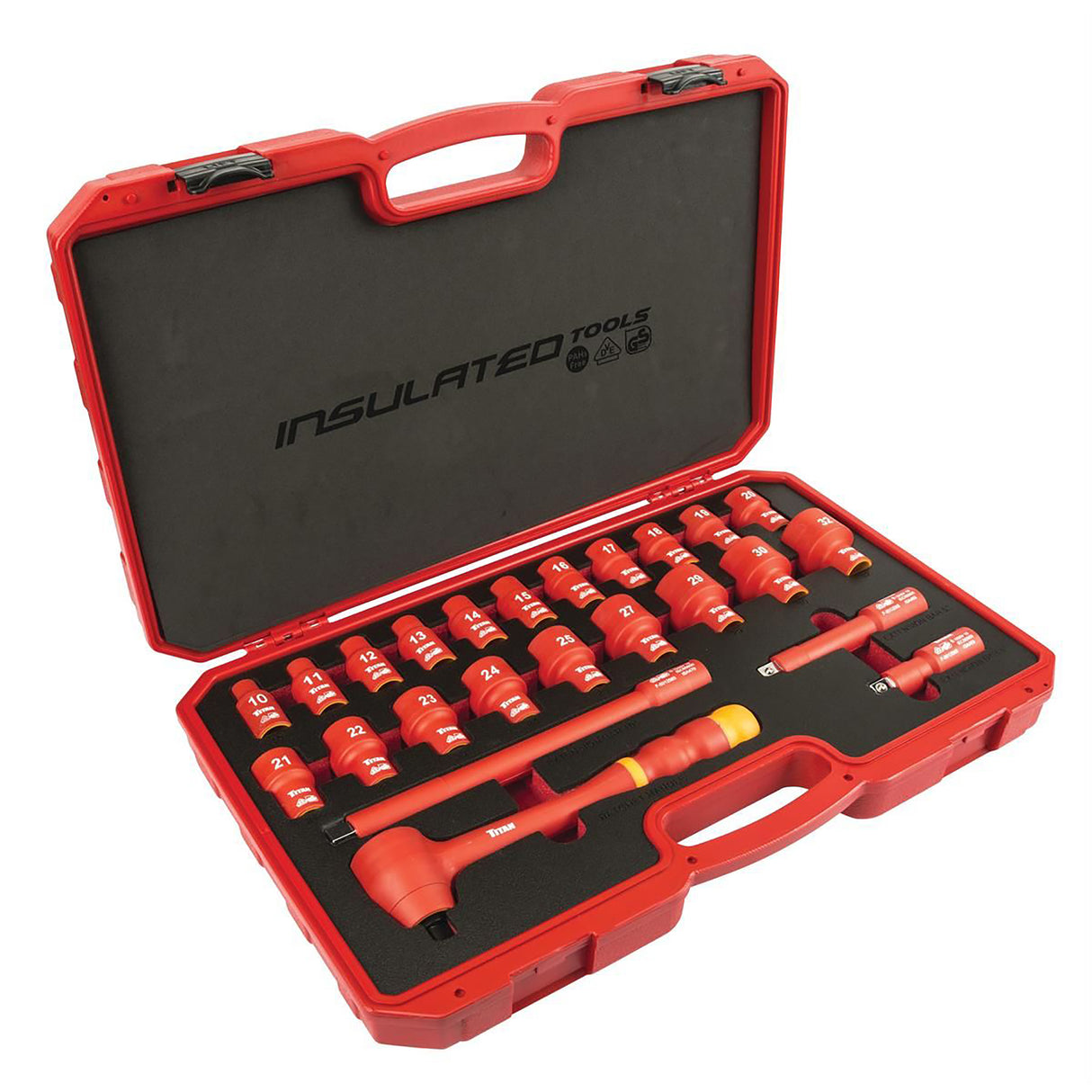 Titan 68100 19 Pc. 3/8 in. Dr. VDE Insulated Socket Set Main Image