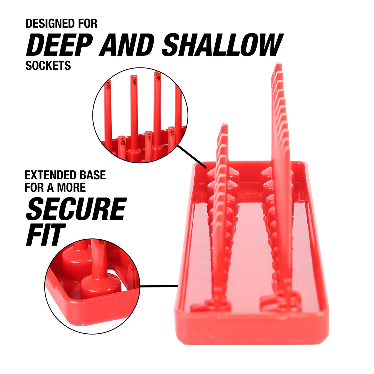 OEMTOOLS 22234 6 Piece SAE and Metric Socket Tray Set (Red and Black) Additional Image 3