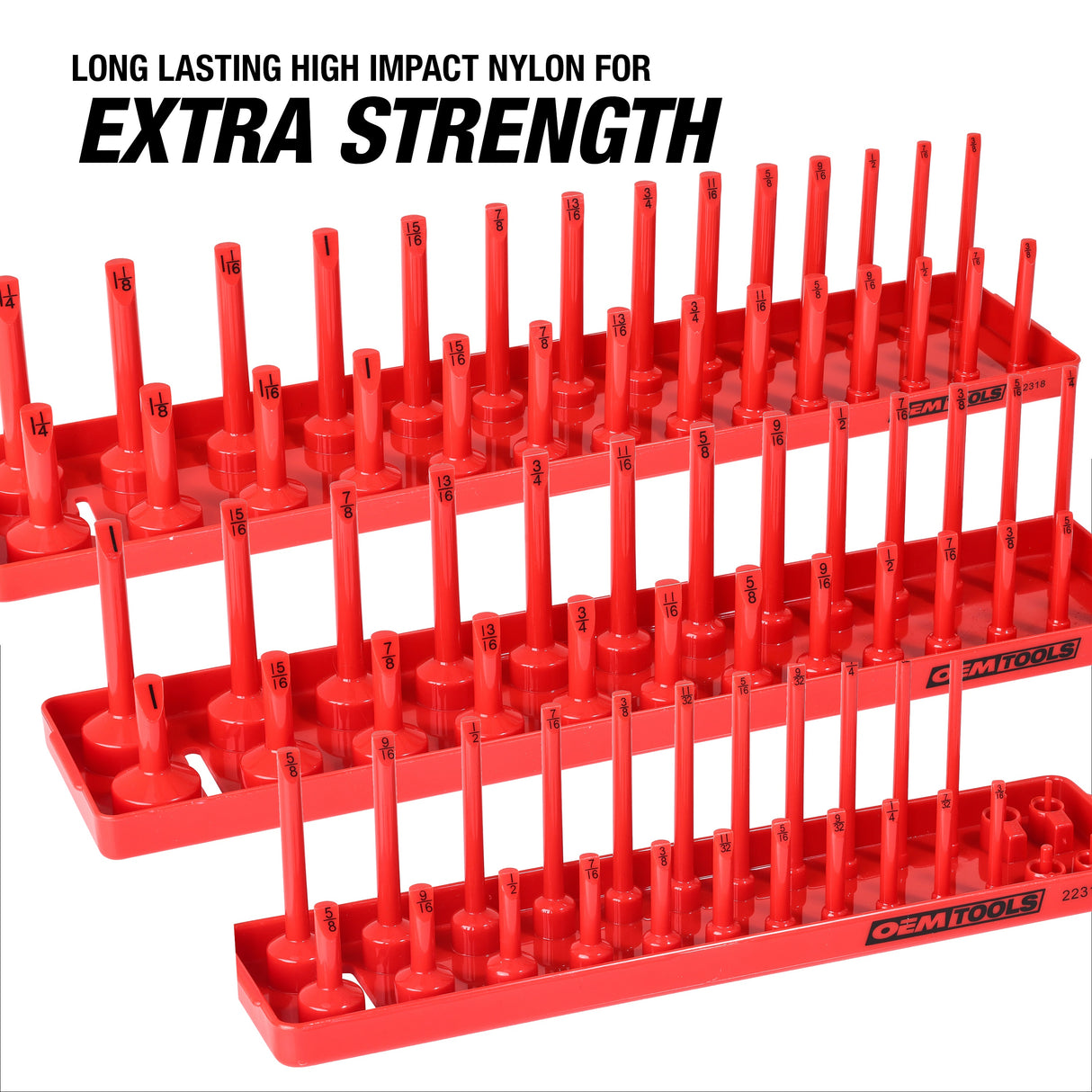 OEMTOOLS 22237 6 Piece SAE and Metric Socket Tray Set (Red and Blue) Additional Image 2