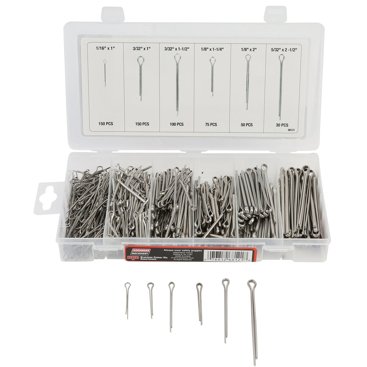 Hardware Machinery® 555 Piece Stainless Cotter Pin Assortment Main Image