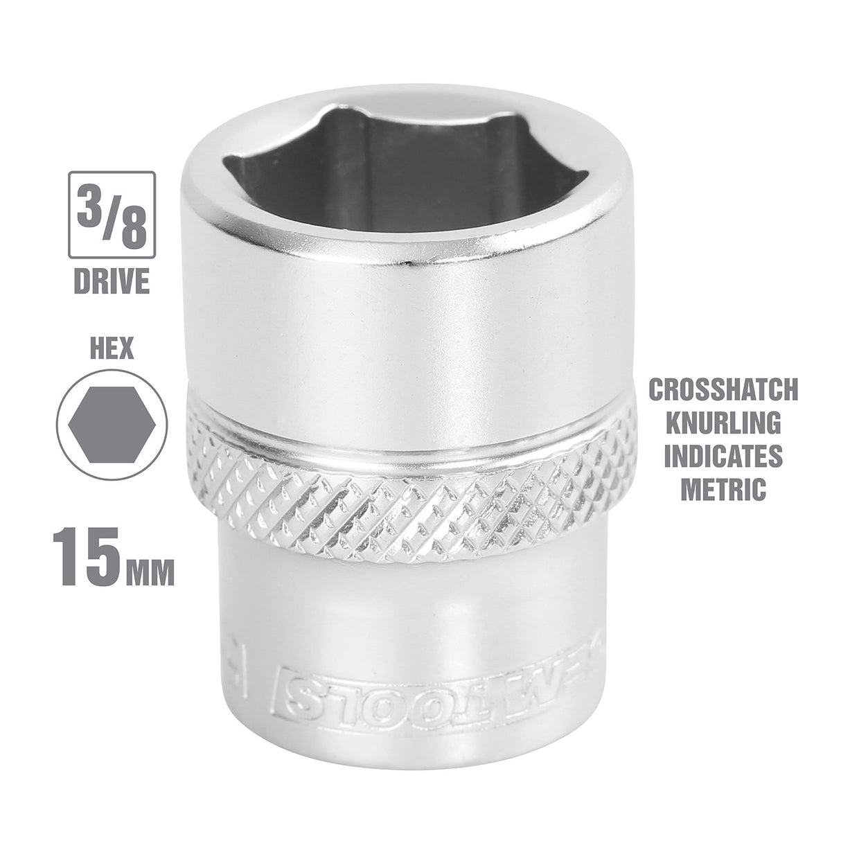 OEMTOOLS 22289 3/8 Inch Drive 6 Pt. Socket (15 mm) Additional Image 1