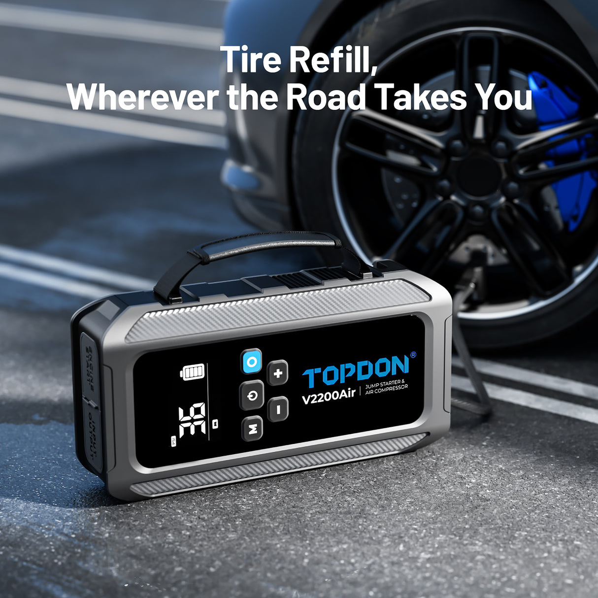 TopDon V2200AIR 2-in-1 2200 Peak Amp Jump Starter and Tire Inflator Additional Image 9