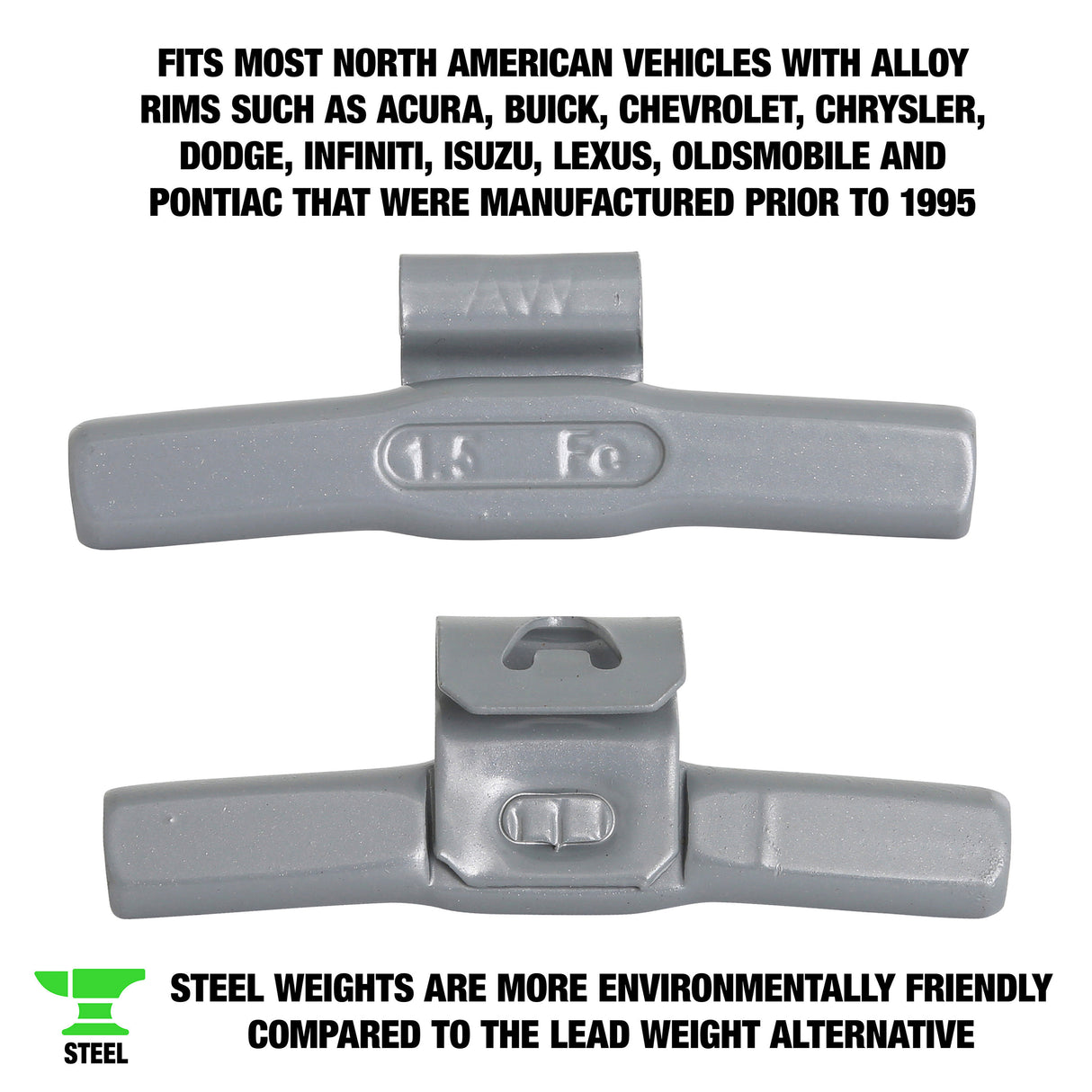 OEMTOOLS 23247 1.50 Oz. AL Style Steel Wheel Weight - 1 Box of 25 Additional Image 1
