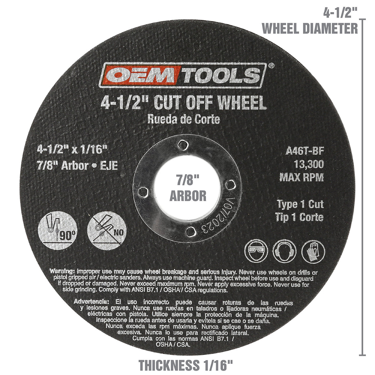 OEMTOOLS 26510 4.5X1/16X7/8 Cut Off Wheel - 2 Pc. Additional Image 2