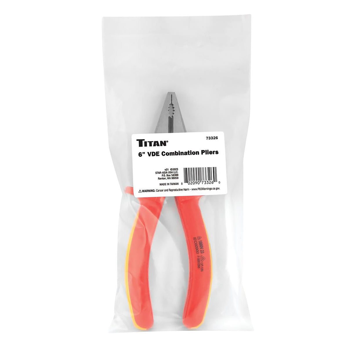 Titan 73326 6in. Insulated VDE Combination Pliers Additional Image 1