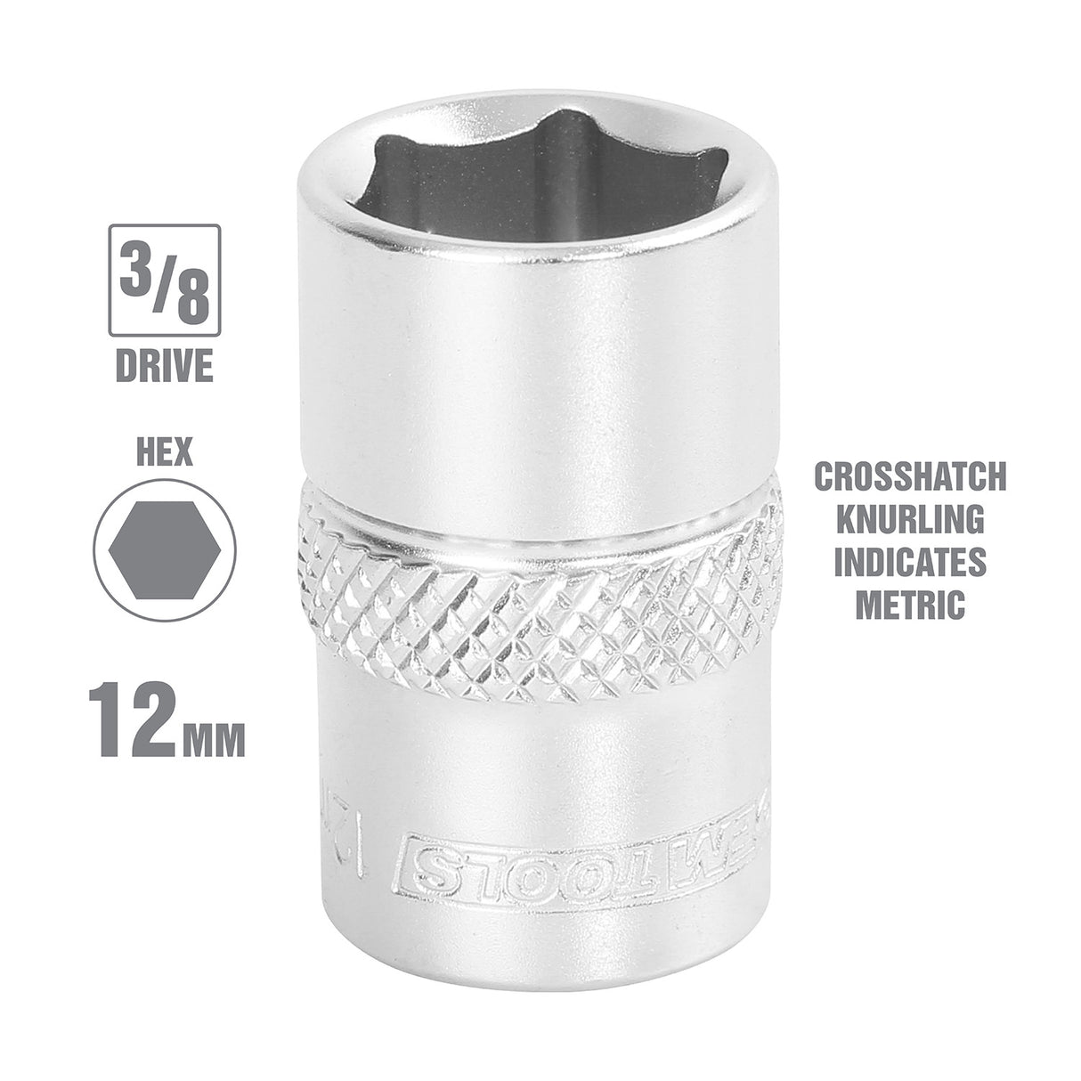 OEMTOOLS 22286 3/8 Inch Drive 6 Pt. Socket (12 mm) Additional Image 1