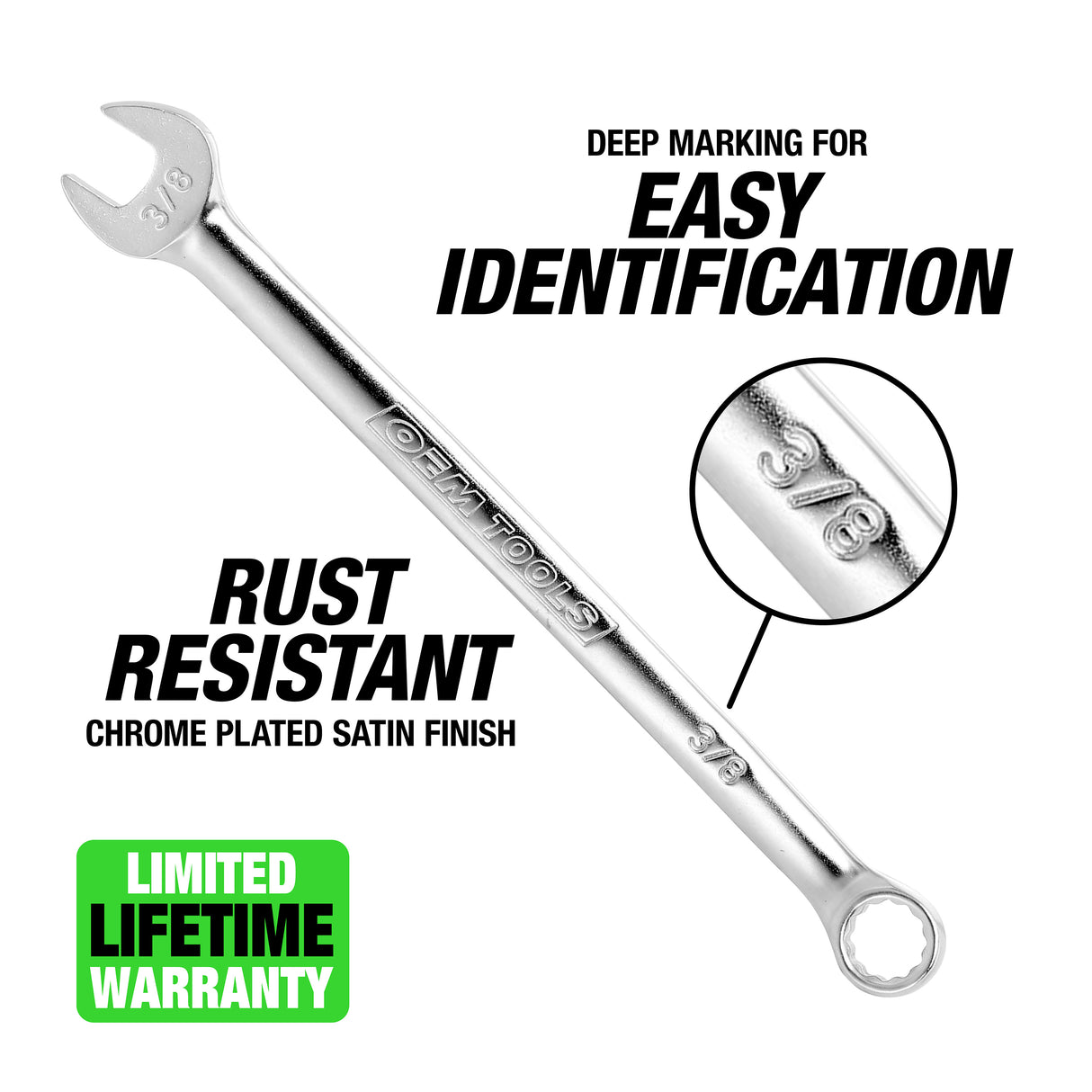 OEMTOOLS 22032 3/8in. Combination Wrench (SAE) Additional Image 1