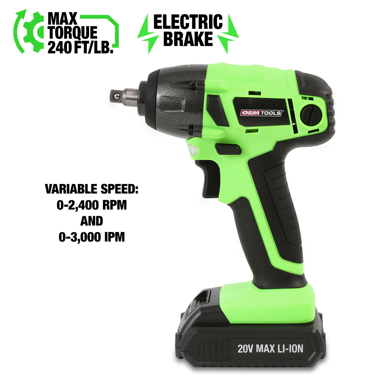 OEMTOOLS 24661 20V MAX* Li-ion 3/8in. Cordless Impact Wrench Additional Image 2