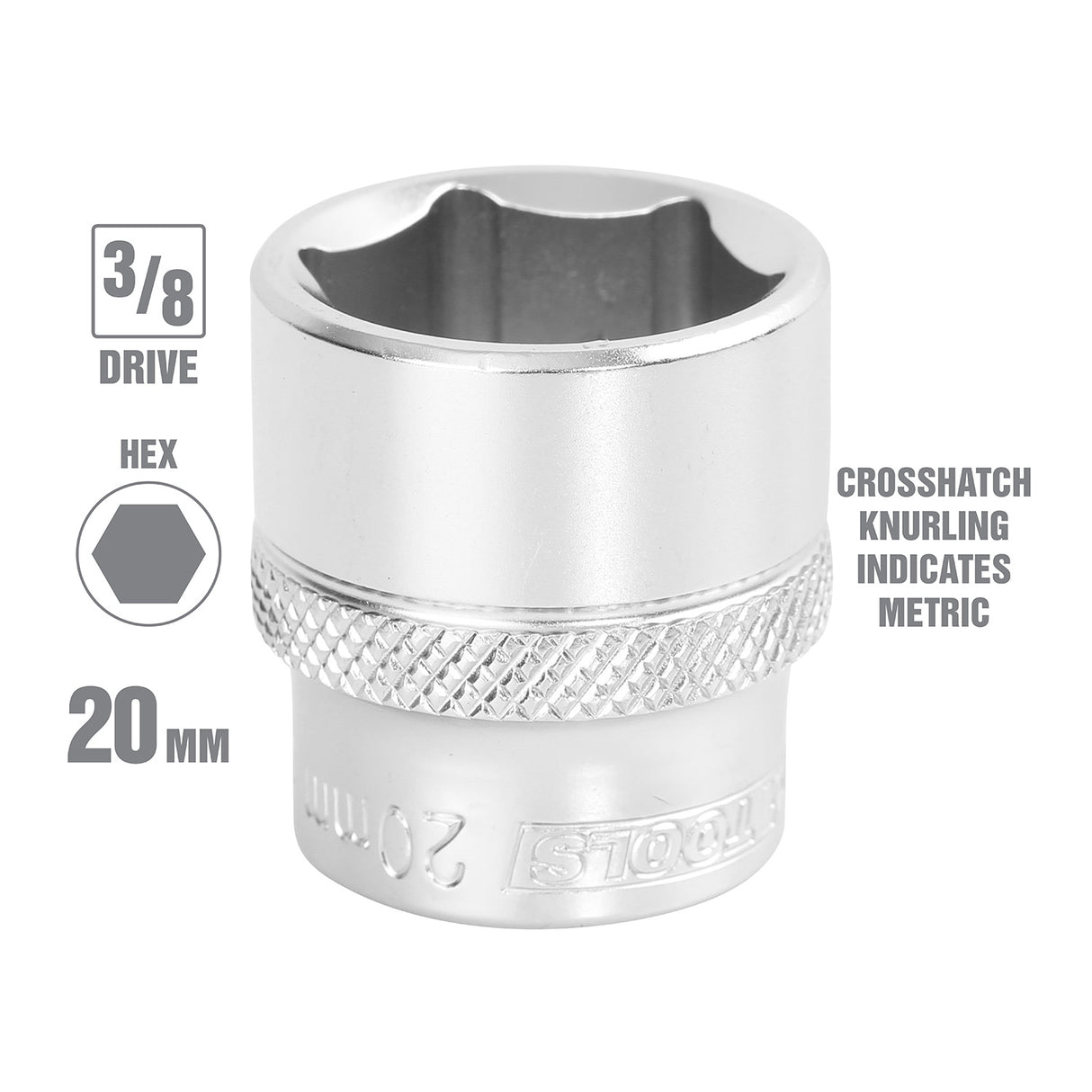OEMTOOLS 22294 3/8 Inch Drive 6 Pt. Socket (20 mm) Additional Image 1