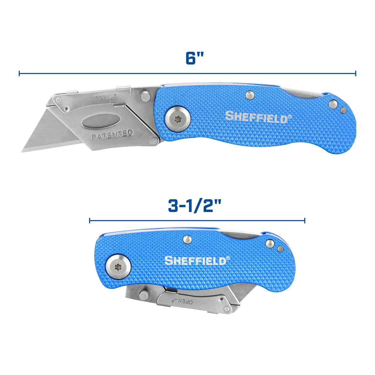 Sheffield 12113 Folding Lock Back® Utility Knife - Blue Additional Image 6