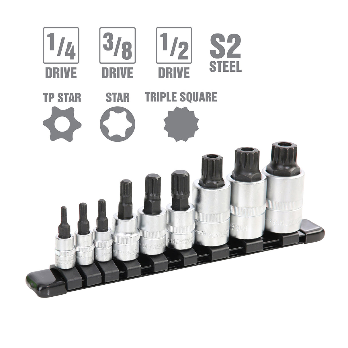 OEMTOOLS 25953 9 Piece Multi-Drive Triple Square Bit Set Additional Image 1