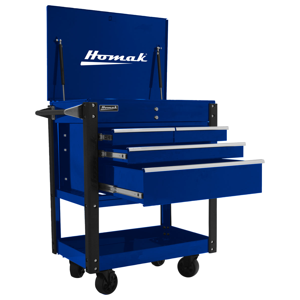 35in. Professional 4 Drawer Flip Top Service Cart - BLUE Additional Image 1