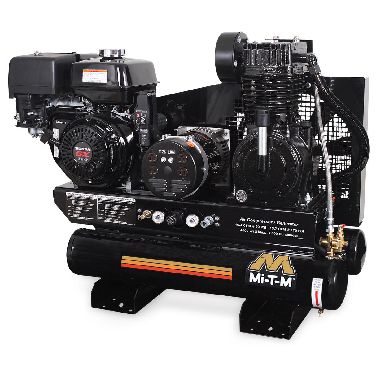 Mi-T-M AG2SH138M 2 Stage Compressor/Generator 8 Gallon W/Electric Start - Honda Main Image