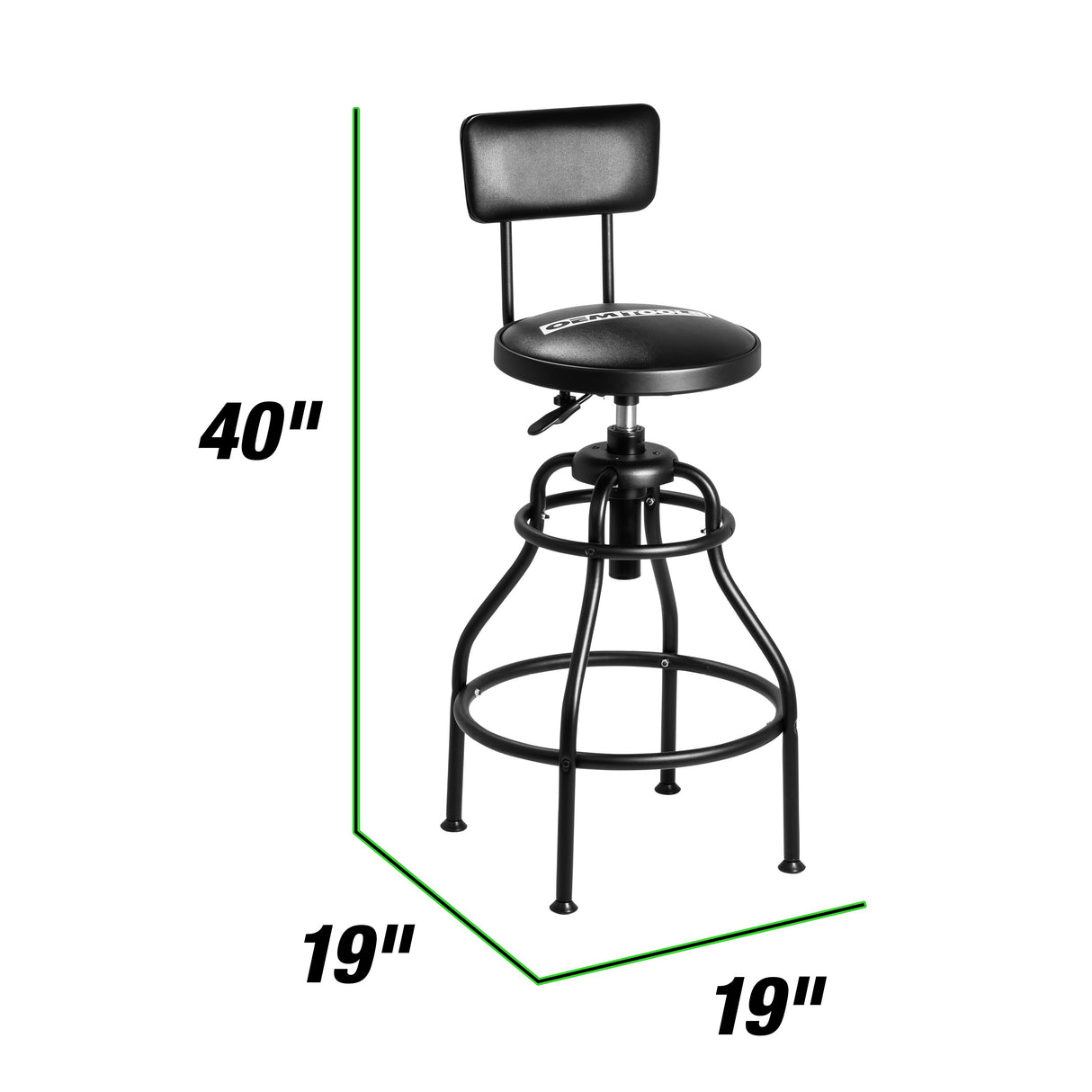 OEMTOOLS 25700 Double Ring Adjustable Stool With Backrest Additional Image 2