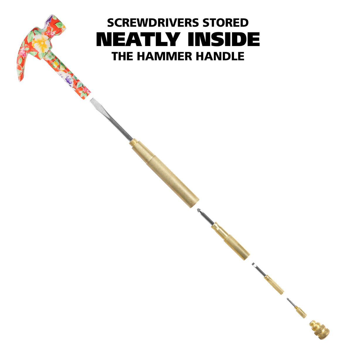 GreatNeck HA104005 5 in 1 Pink Floral Hammer and Screwdriver Set Additional Image 3
