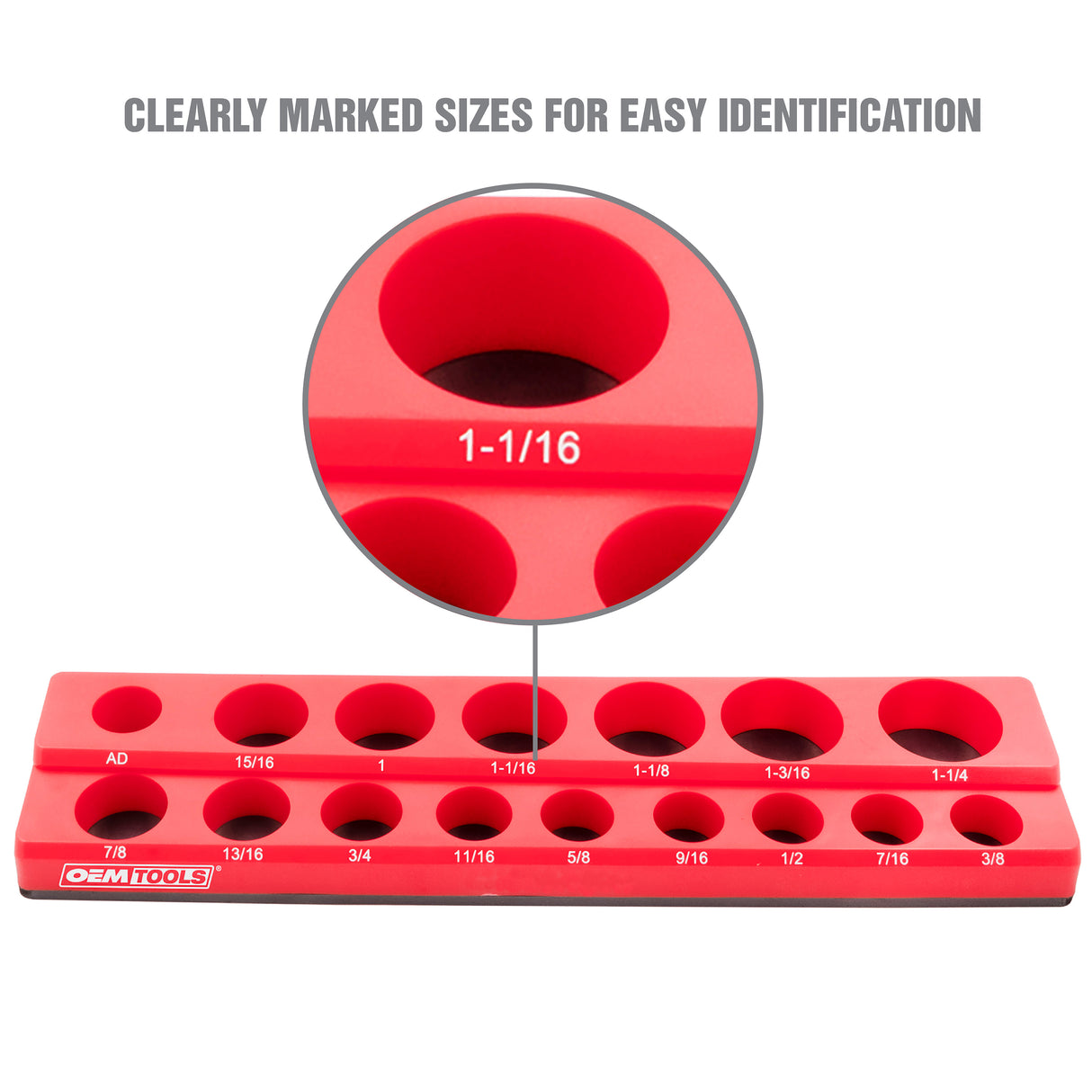 OEMTOOLS 22489 6 Pack Set Metric and SAE Magnetic Socket Tray Set - Red and Blue Additional Image 3