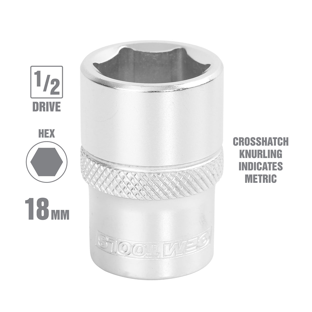 OEMTOOLS 22398 18 mm 1/2 Inch Drive Socket Additional Image 1