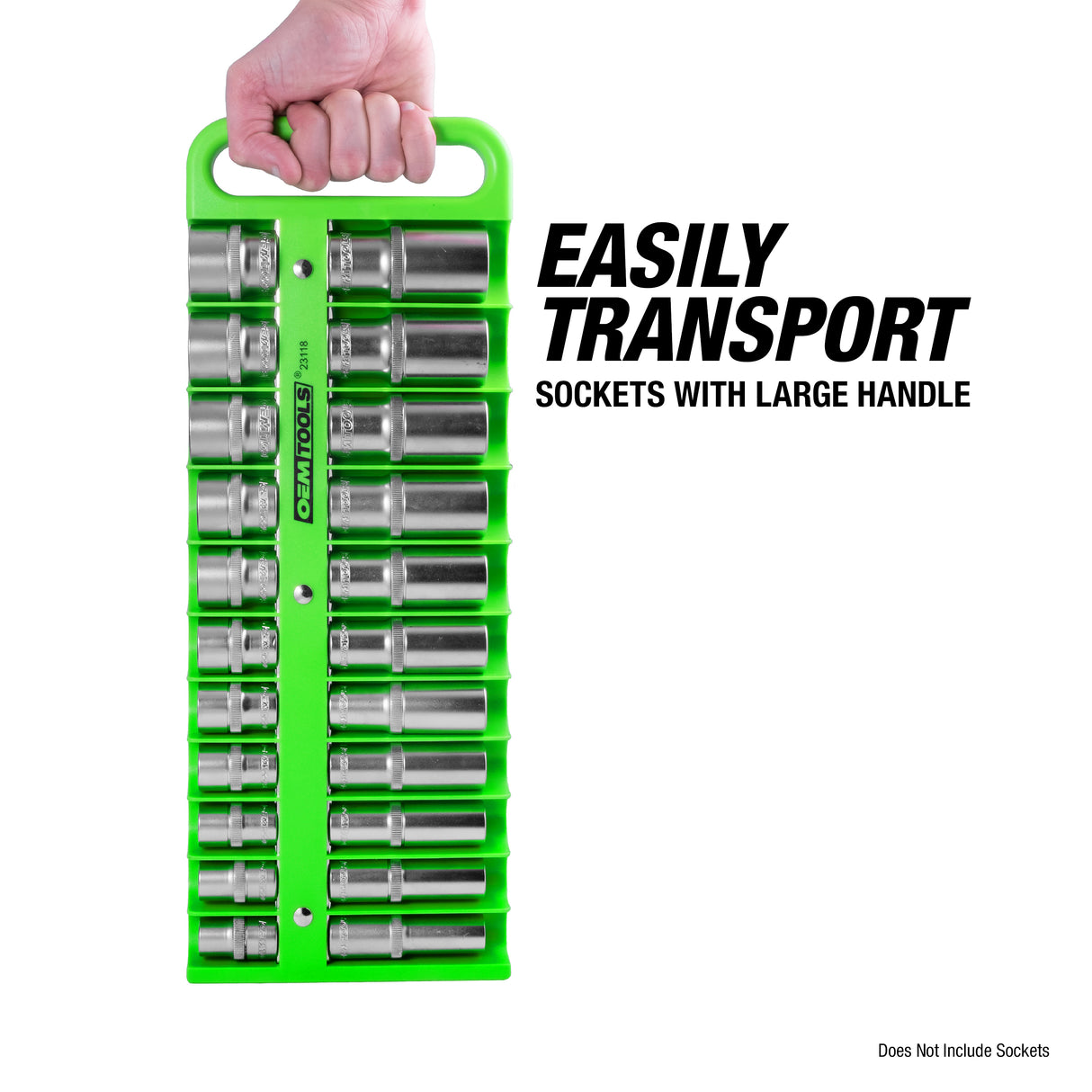 OEMTOOLS 23117 Portable Magnetic Socket Organizer 3/8in. Drive - Green Additional Image 2