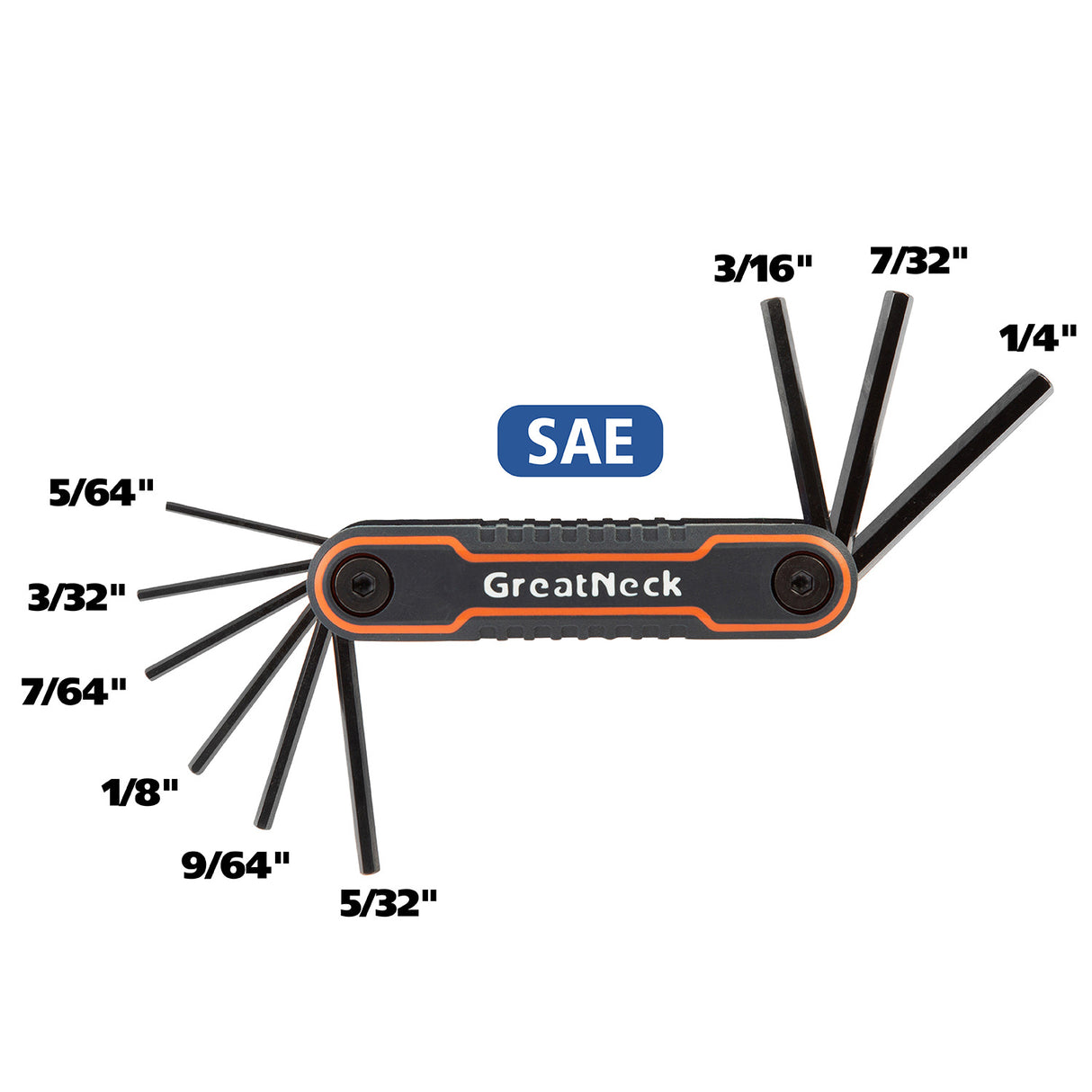 GreatNeck 74208 Folding SAE Hex Key Set (9-Piece) Additional Image 1