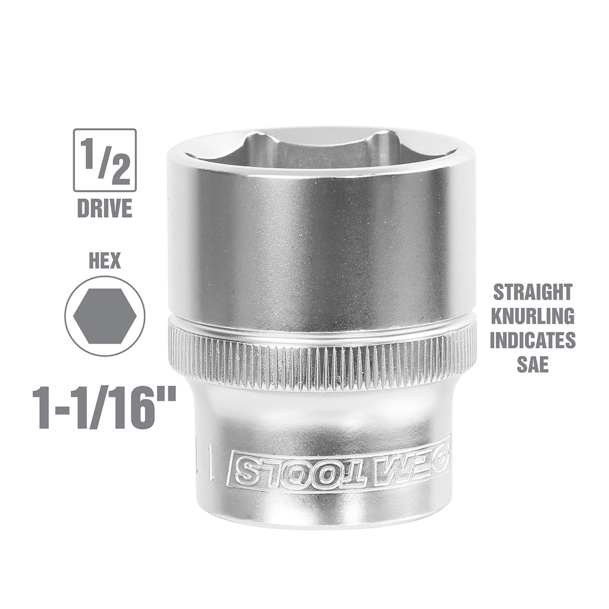OEMTOOLS 22369 1-1/16 Inch 1/2 Inch Drive Socket Additional Image 1