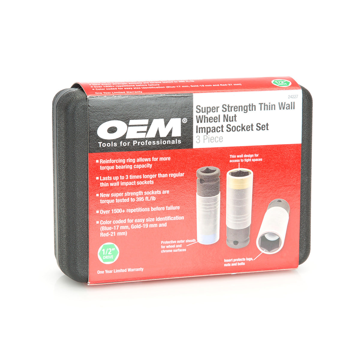 OEMTOOLS 24227 Super Strength Wheel Nut Impact 3 Piece Socket Set Additional Image 4