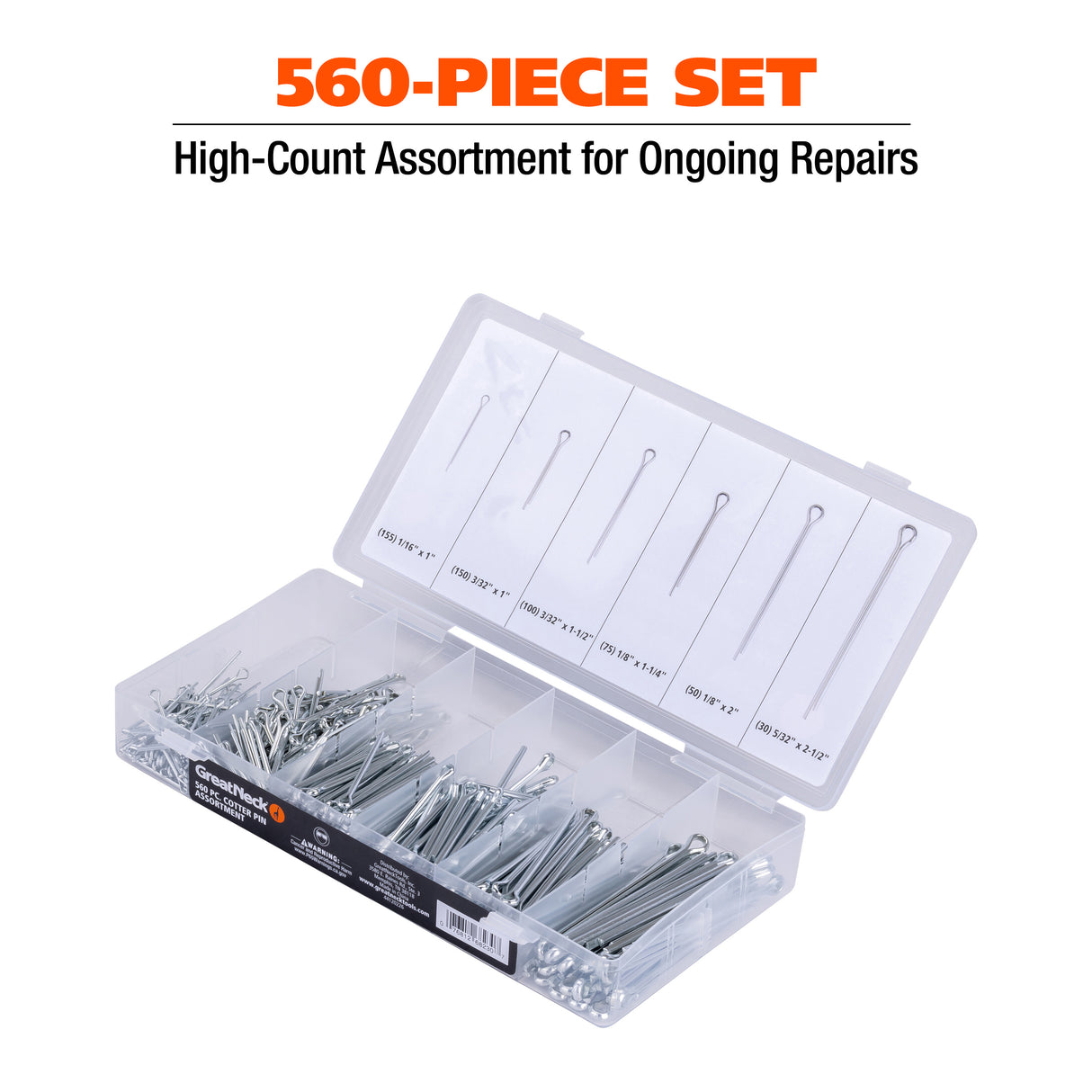GreatNeck 68230 560-Piece Cotter Pin Assortment Additional Image 2