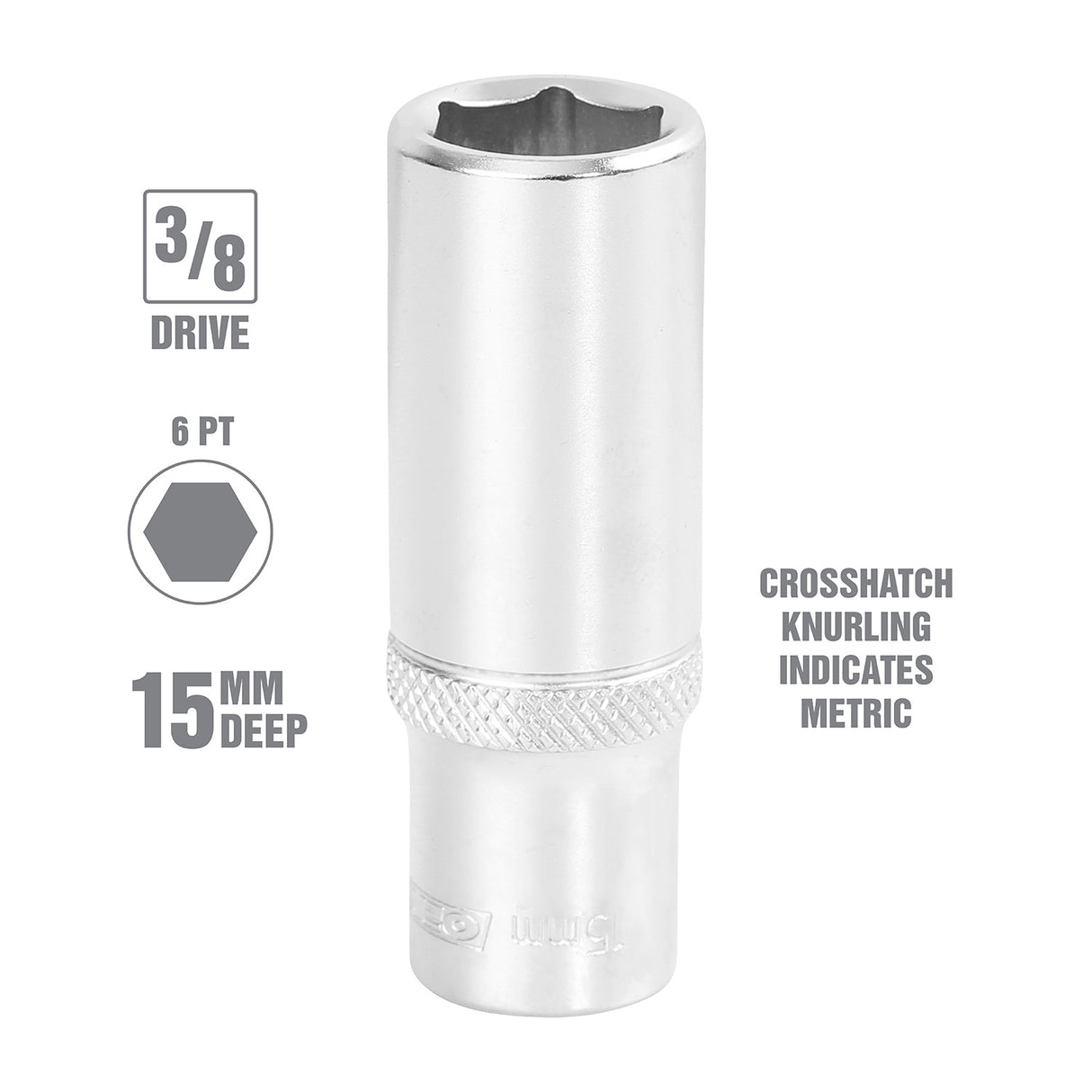 OEMTOOLS 22329 15 mm 3/8 Inch Drive Deep Socket Additional Image 1