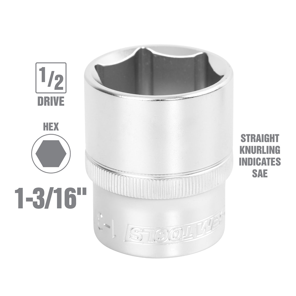 OEMTOOLS 22371 1-3/16 Inch 1/2 Inch Drive Socket Additional Image 1