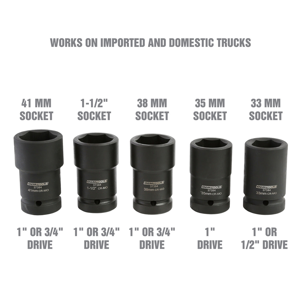 OEMTOOLS 37384 5 Piece Budd Wheel Socket Set Additional Image 5