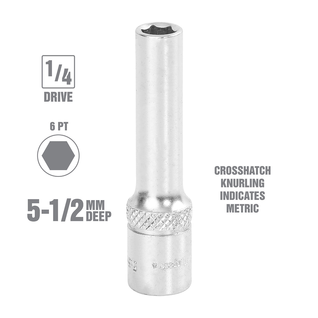 OEMTOOLS 22269 1/4 Inch Drive 6 Pt. Deep Socket (5.5 mm) Additional Image 1