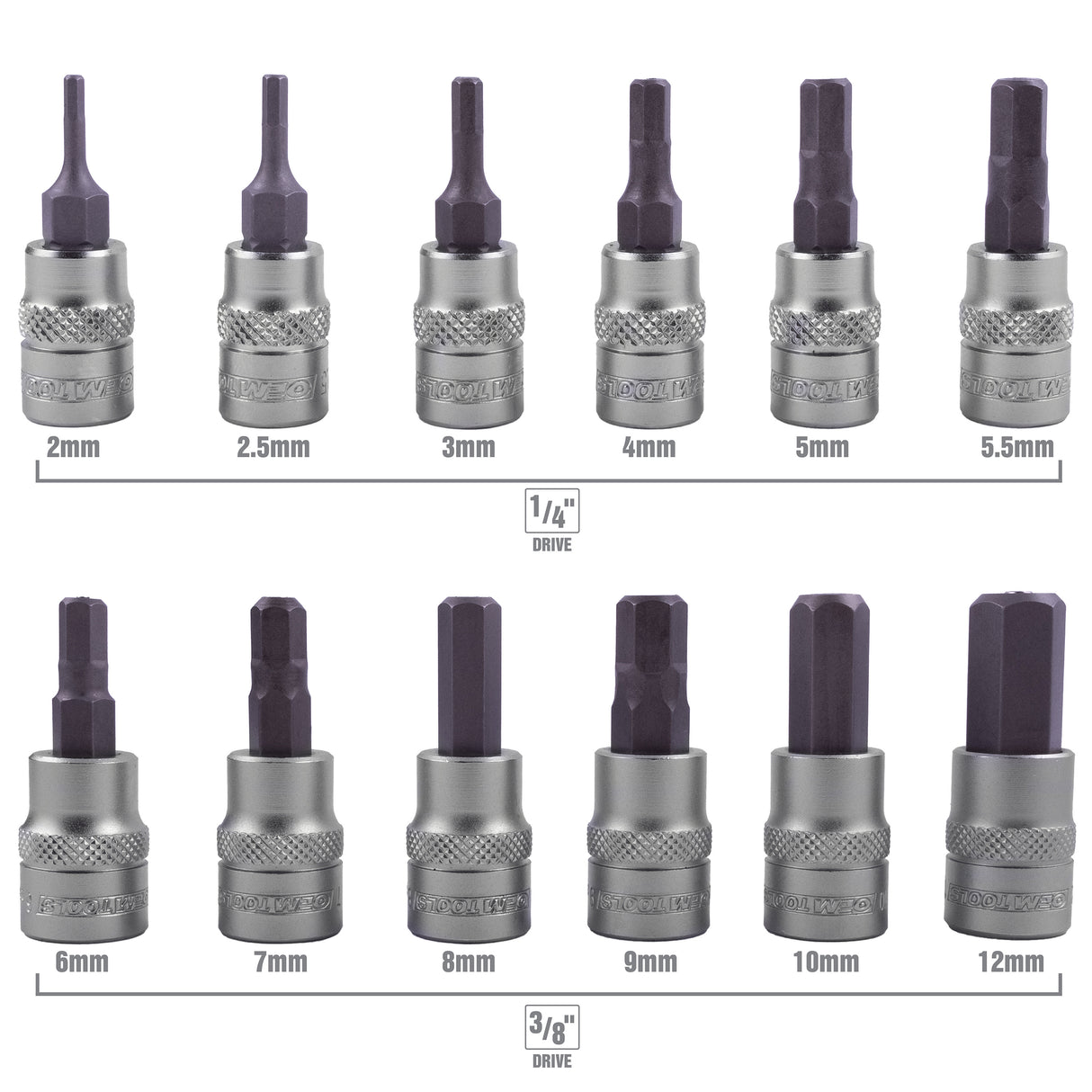 OEMTOOLS 23901 12 Piece Metric Magnetic Hex Bit Socket Set Additional Image 3