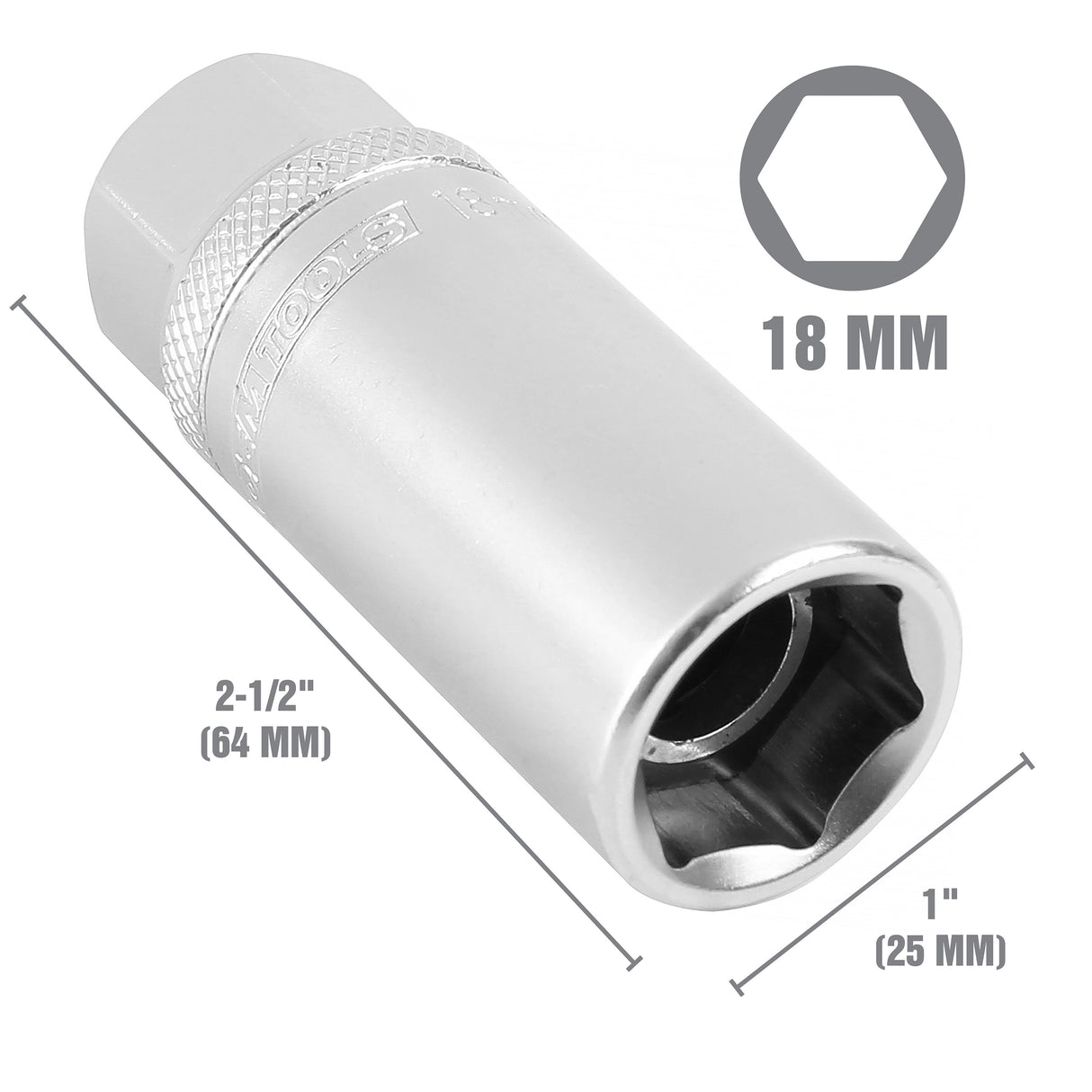 OEMTOOLS 22881 18 mm 3/8in. Drive Magnetic Spark Plug Socket Additional Image 1