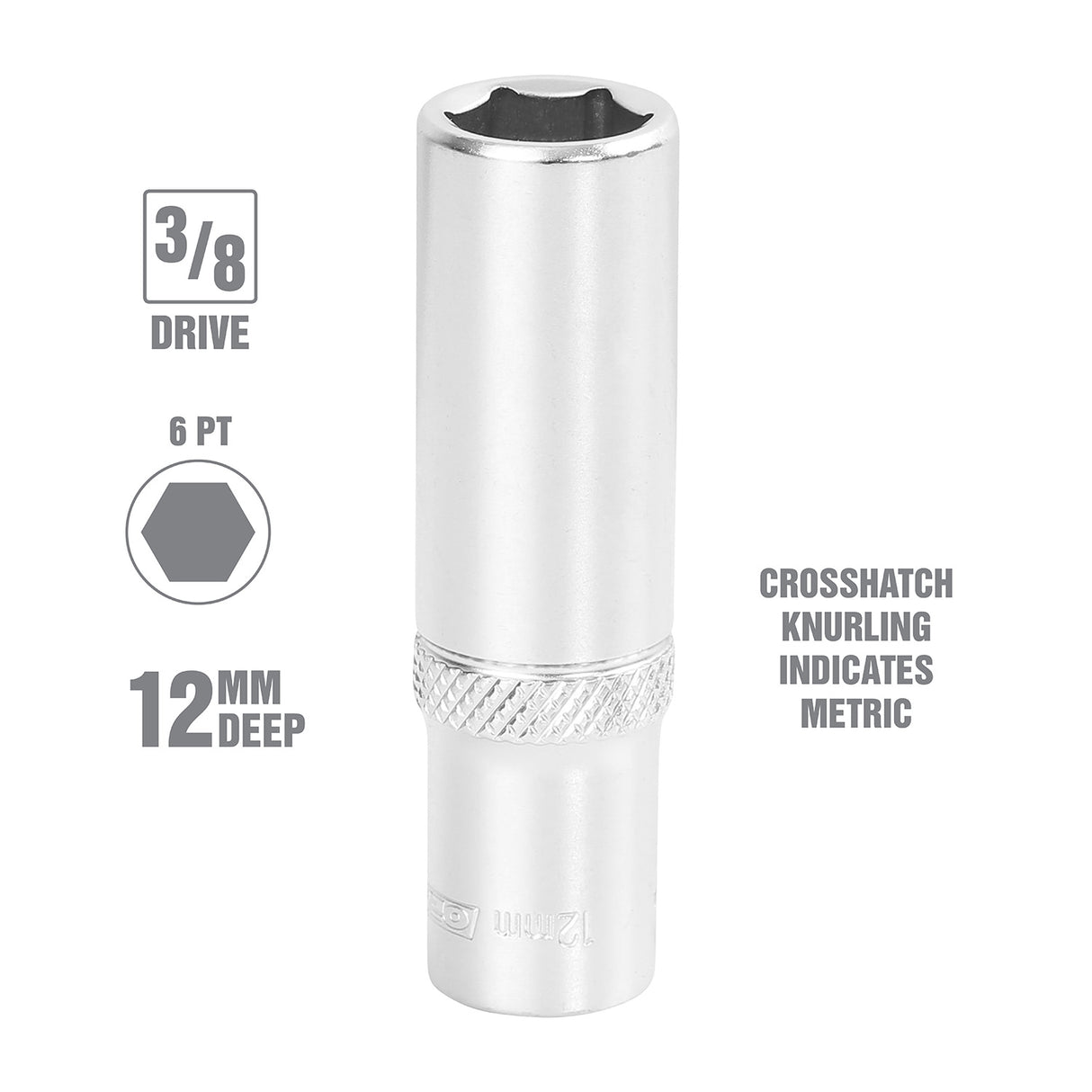 OEMTOOLS 22326 12 mm 3/8 Inch Drive Deep Socket Additional Image 1