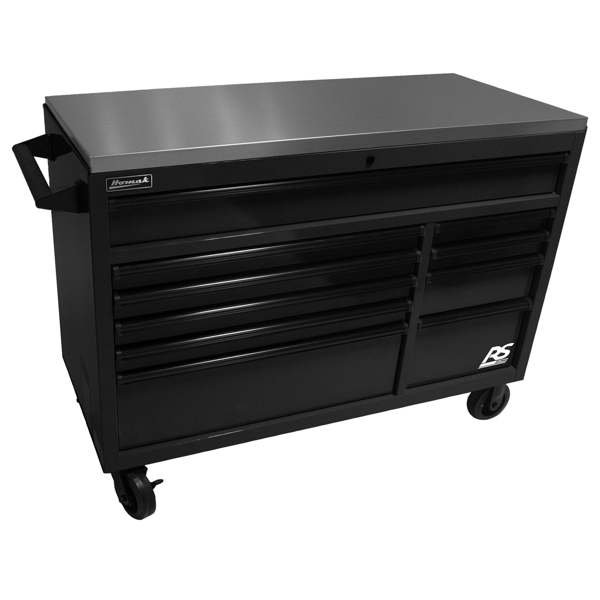 Homak 54in. RS PRO 10 Drawer Rolling Cabinet w/Stainless Steel Top-Black Main Image