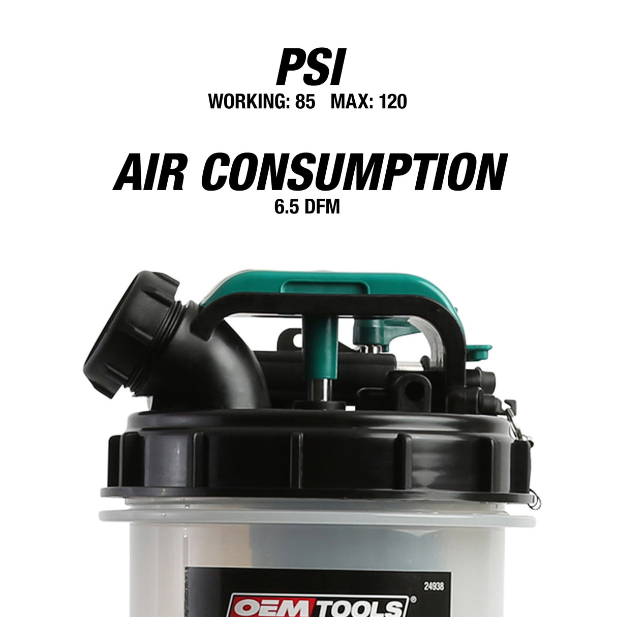 OEMTOOLS 24478 Pneumatic/Manual Fluid Extractor 2.5 Gallon (9.5L) Additional Image 5