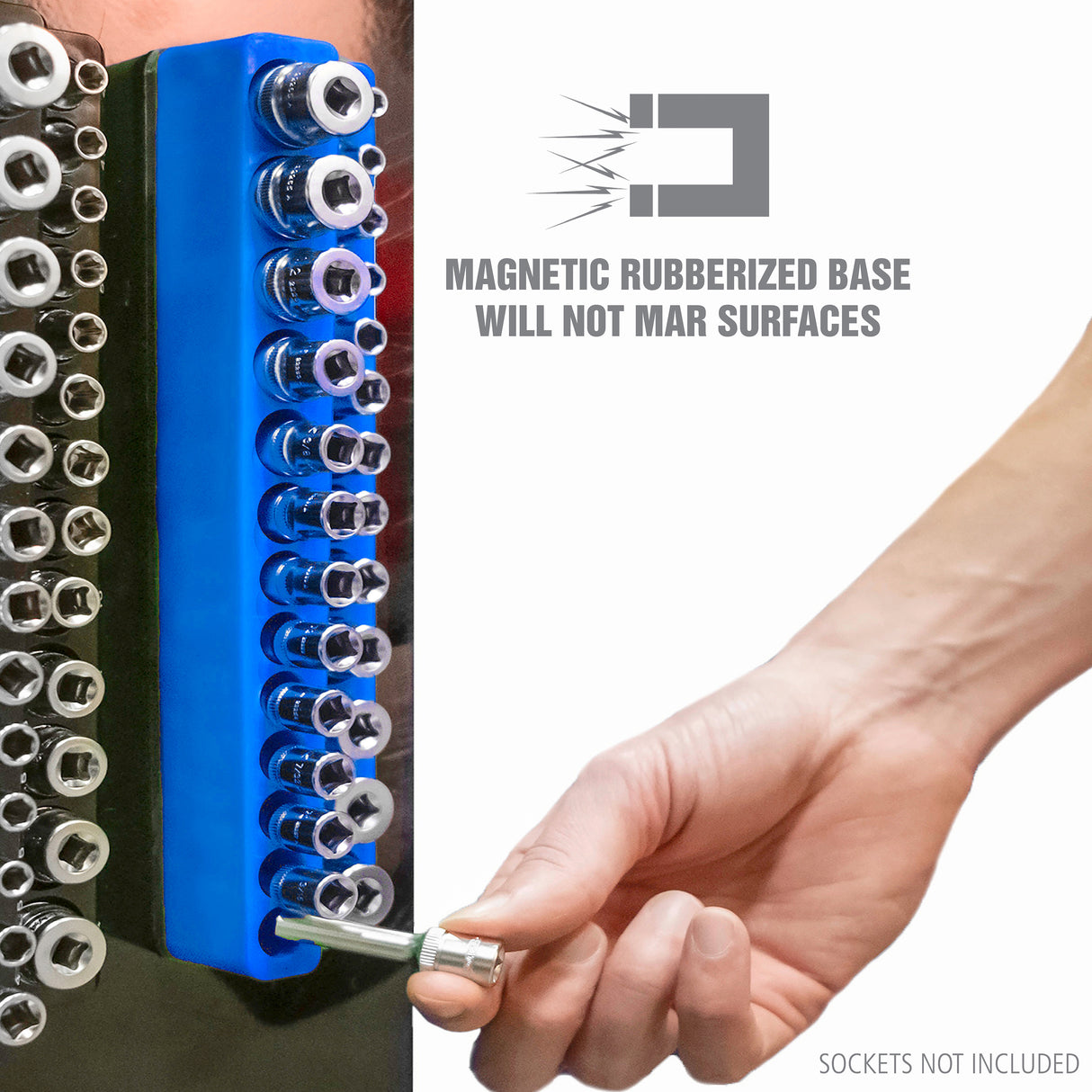 OEMTOOLS 22489 6 Pack Set Metric and SAE Magnetic Socket Tray Set - Red and Blue Additional Image 7
