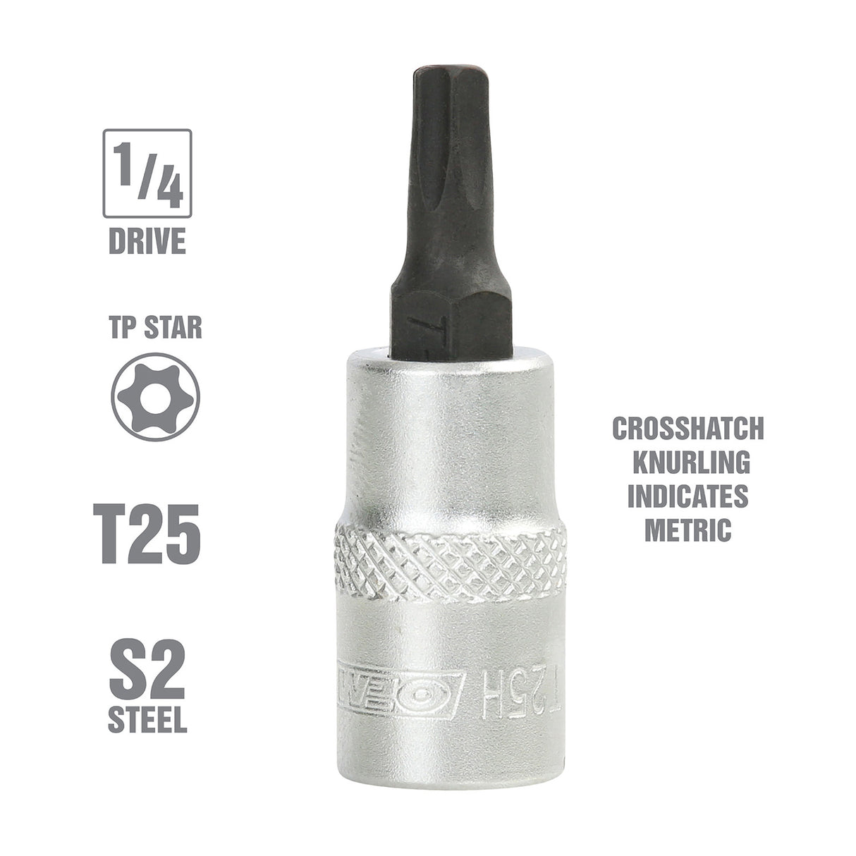 OEMTOOLS 22784 1/4 Inch Drive Tamper Proof Star Socket Bit (T25) Additional Image 1