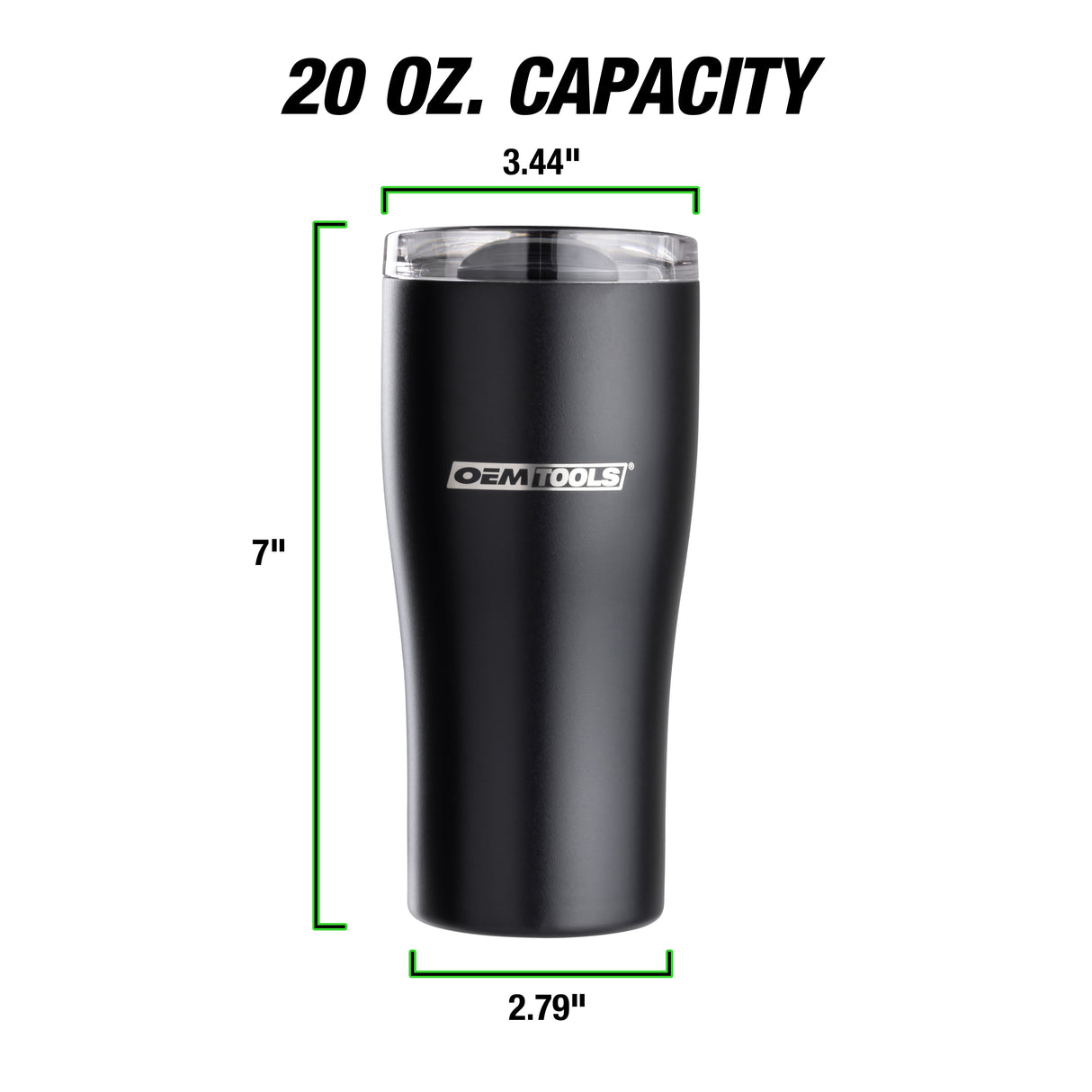 OEMTOOLS 26047 20 Oz. Stainless Steel Double Wall Tumbler - Black Additional Image 1