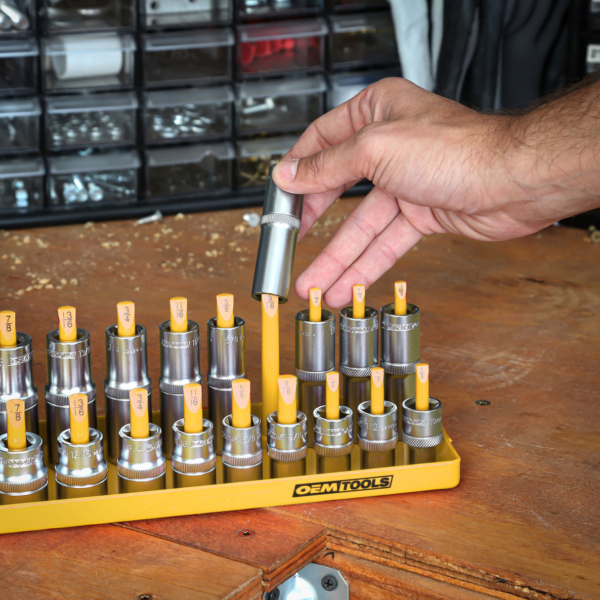 OEMTOOLS 22238 6 Piece SAE and Metric Socket Tray Set (Yellow and Black) Additional Image 2