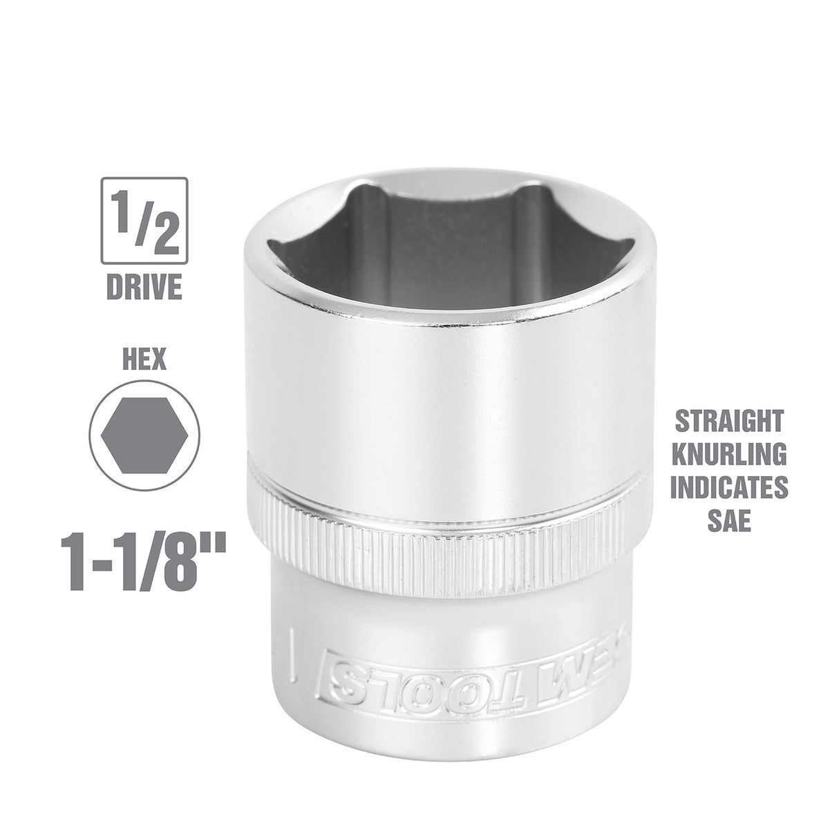 OEMTOOLS 22370 1-1/8 Inch 1/2 Inch Drive Socket Additional Image 1
