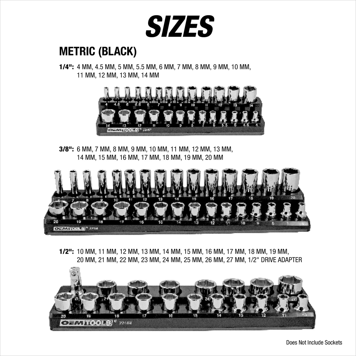 OEMTOOLS 22460 6 Pack Set Metric and SAE Magnetic Socket Tray Set - Black and Red Additional Image 3
