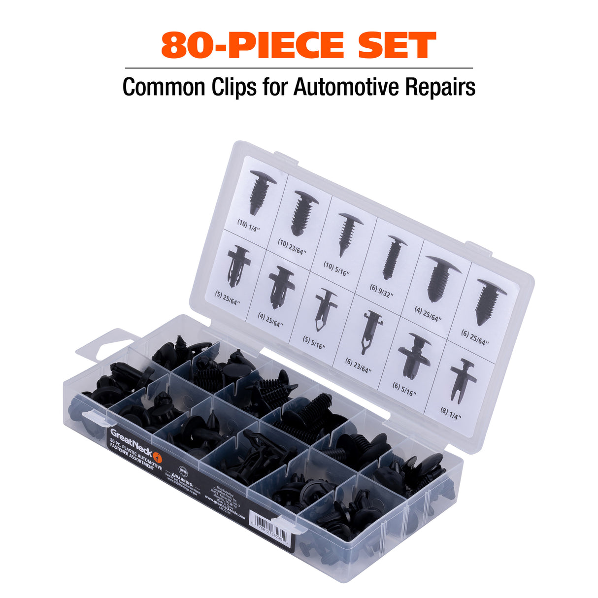 GreatNeck 68235 80-Piece Plastic Automotive Fastener Assortment Additional Image 2
