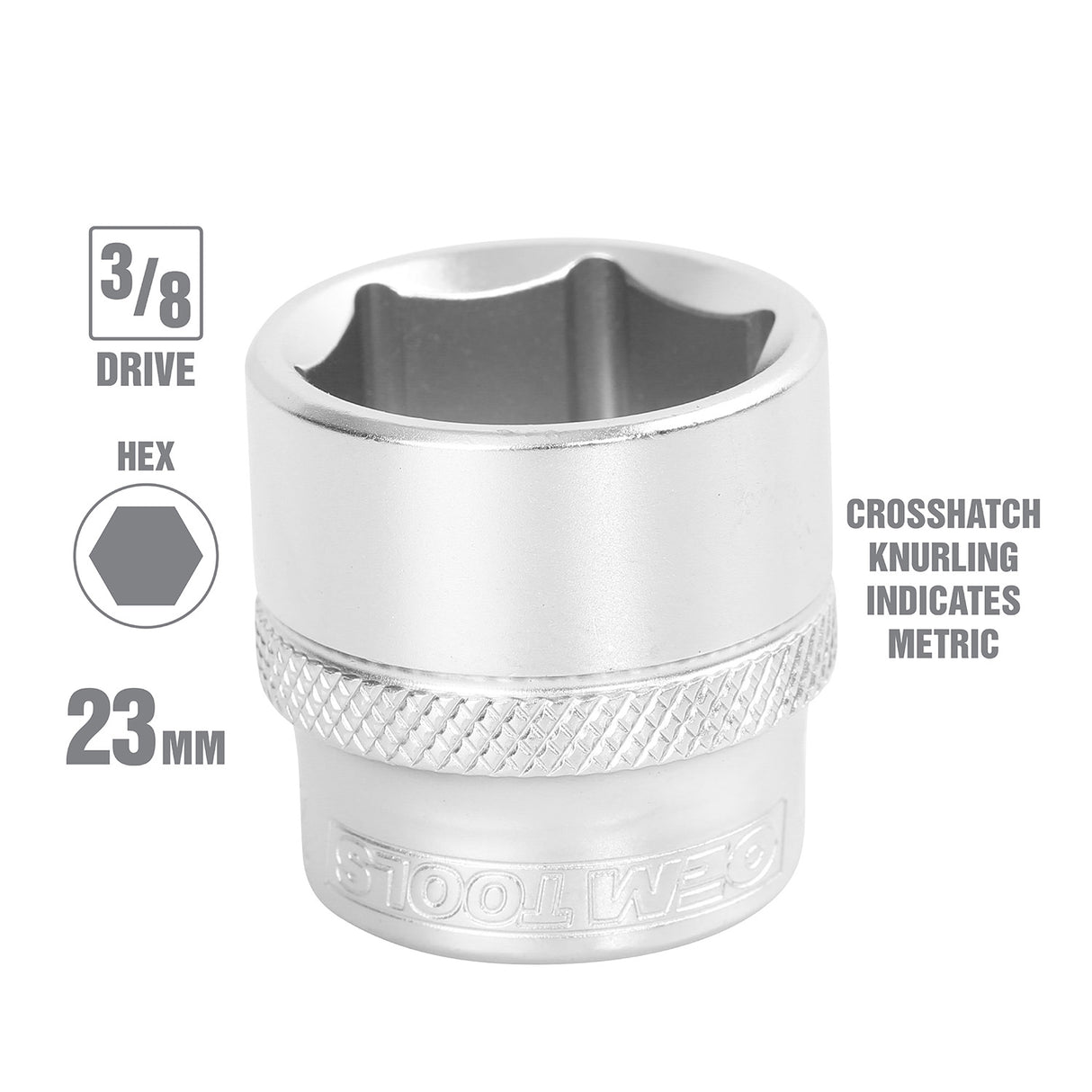 OEMTOOLS 22297 3/8 Inch Drive 6 Pt. Socket (23 mm) Additional Image 1