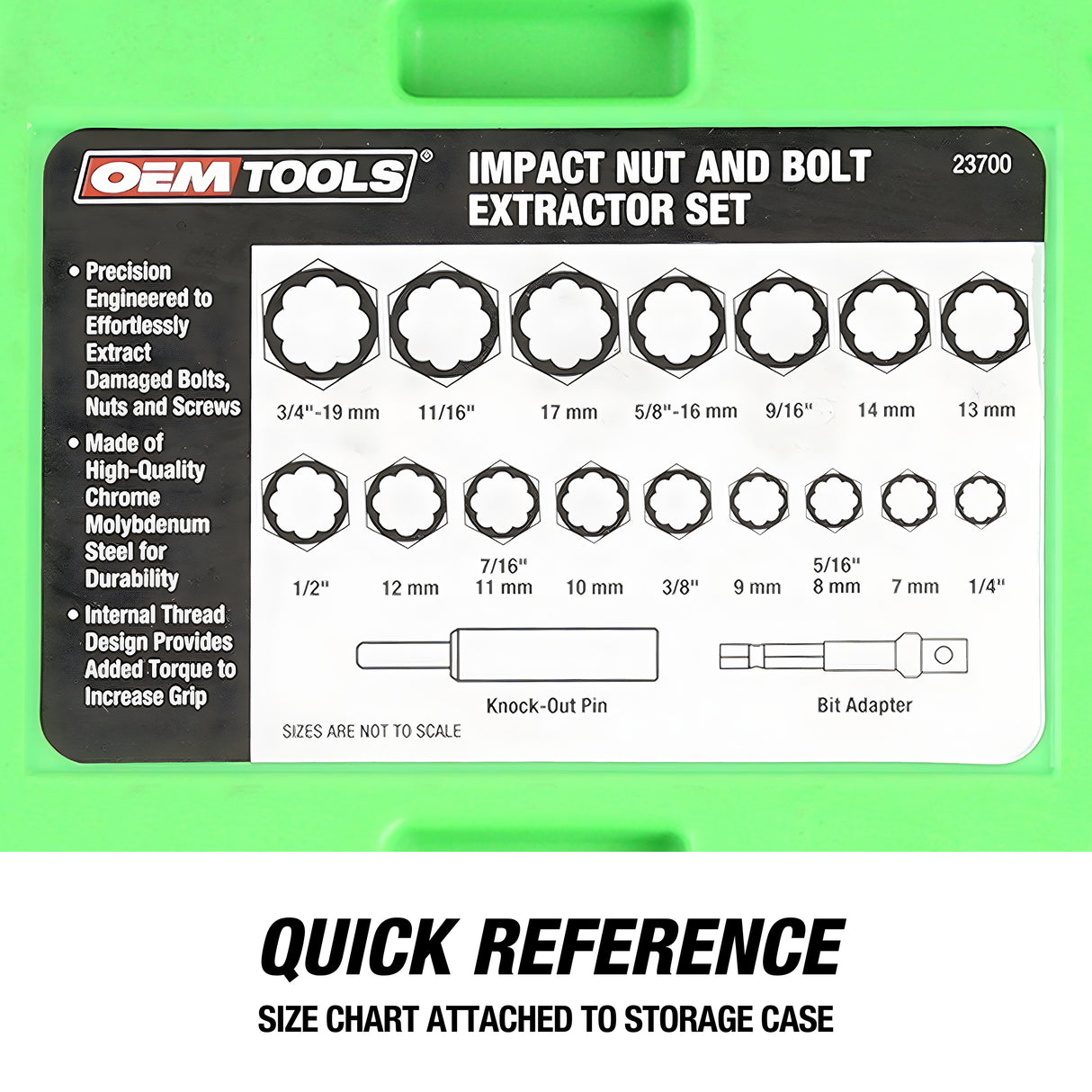 OEMTOOLS 23700 18 Piece Impact Nut and Bolt Extractor Set Additional Image 2