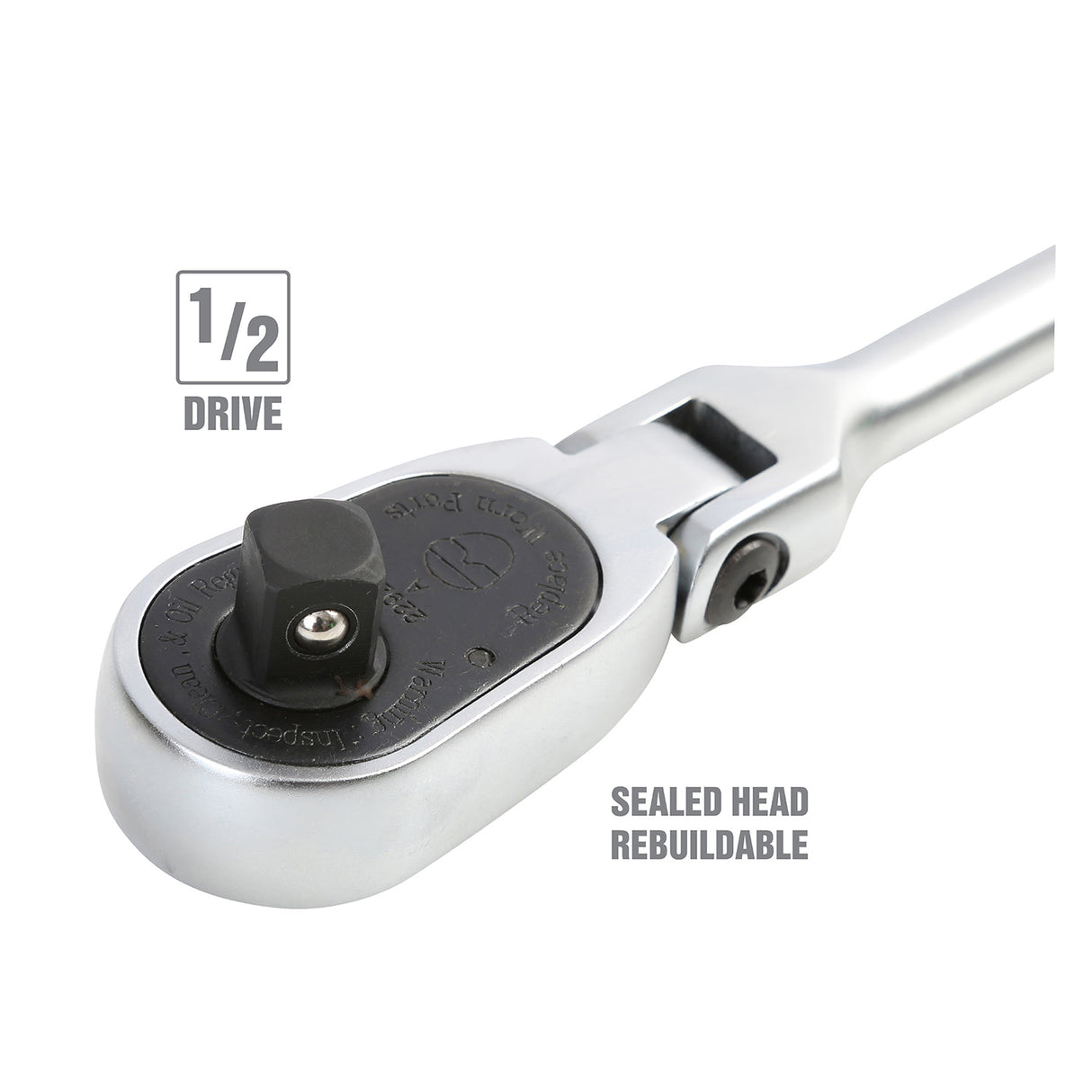 OEMTOOLS 22921 1/2 Inch Drive Ratchet with Long Handle and Flexible Head (17-1/2 Inch) Additional Image 2